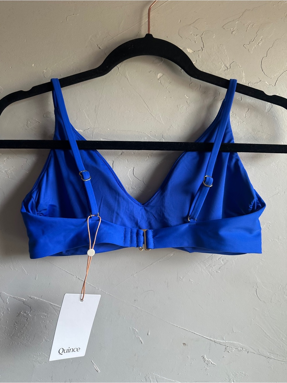 Quince Italian V Neck Too Low Rise Bottom Bikini Set Cobalt Blue Minimalist NWT - Picture 7 of 9